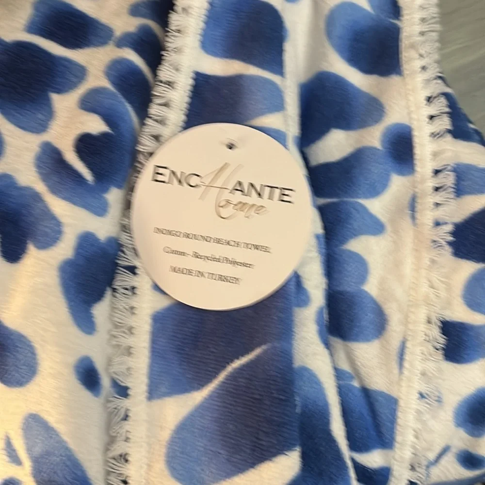 Beach Enchante Home Indigo Quick Dry Round Beach Towel with Fringe NWT